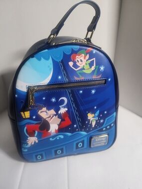 Lounge Fly Disney Blue Peter Pan Mini Backpack with Hook and Tinker Bell Art
